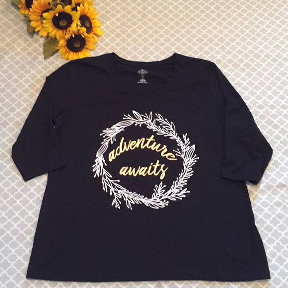 Adventure Awaits 3/4 Sleeve Tee 1X - Picture 1 of 8